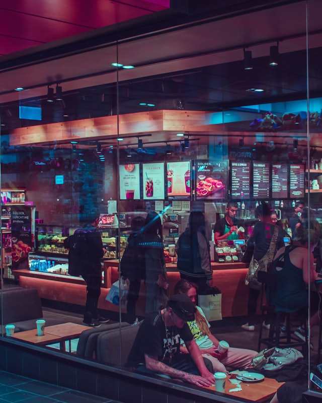 A busy café interior