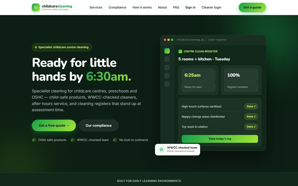 childcarecleaning.au: Home page