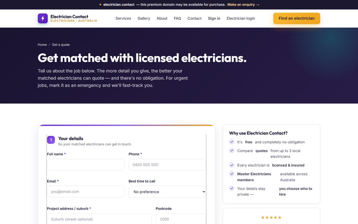 electrician.contact: Get quotes: the job brief